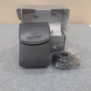 Mega Gear Gray Leather Camera Pouch Case with Strap and Belt Clip